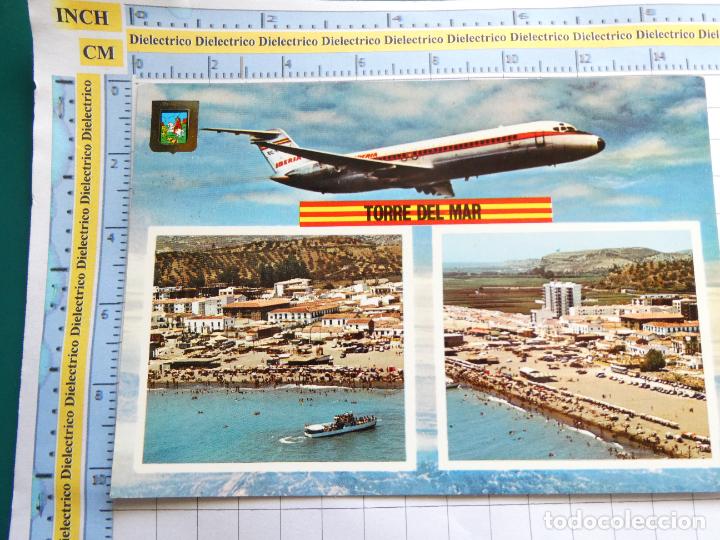 Postales: POSTAL DE MALAGA, TORRE DEL MAR. A&Ntilde;O 1969. AVI&Oacute;N AEROL&Iacute;NEAS IBERIA. 3 ESCUDO ORO. 112
