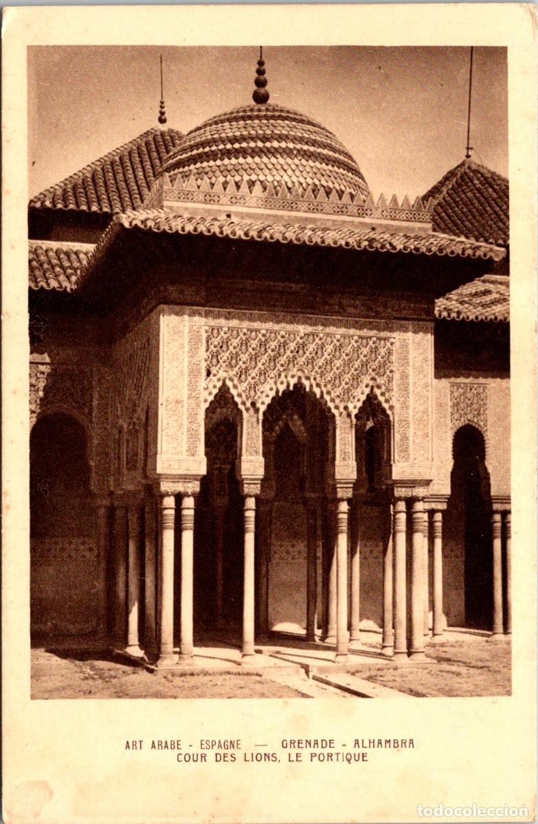 Postales: Grenade - Alhambra - Cours de Lions - Le Portique - Art Arabe - Espagne - Braun & Cie. - 141x91mm