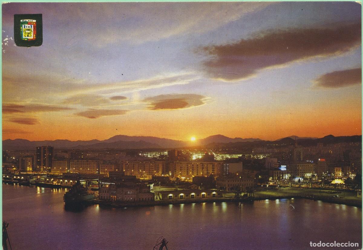 Postales: N&ordm; 26-M&Aacute;LAGA. Costa del Sol. Puesta de sol en el puerto. Sin circular. ED. DOM&Iacute;NGUEZ