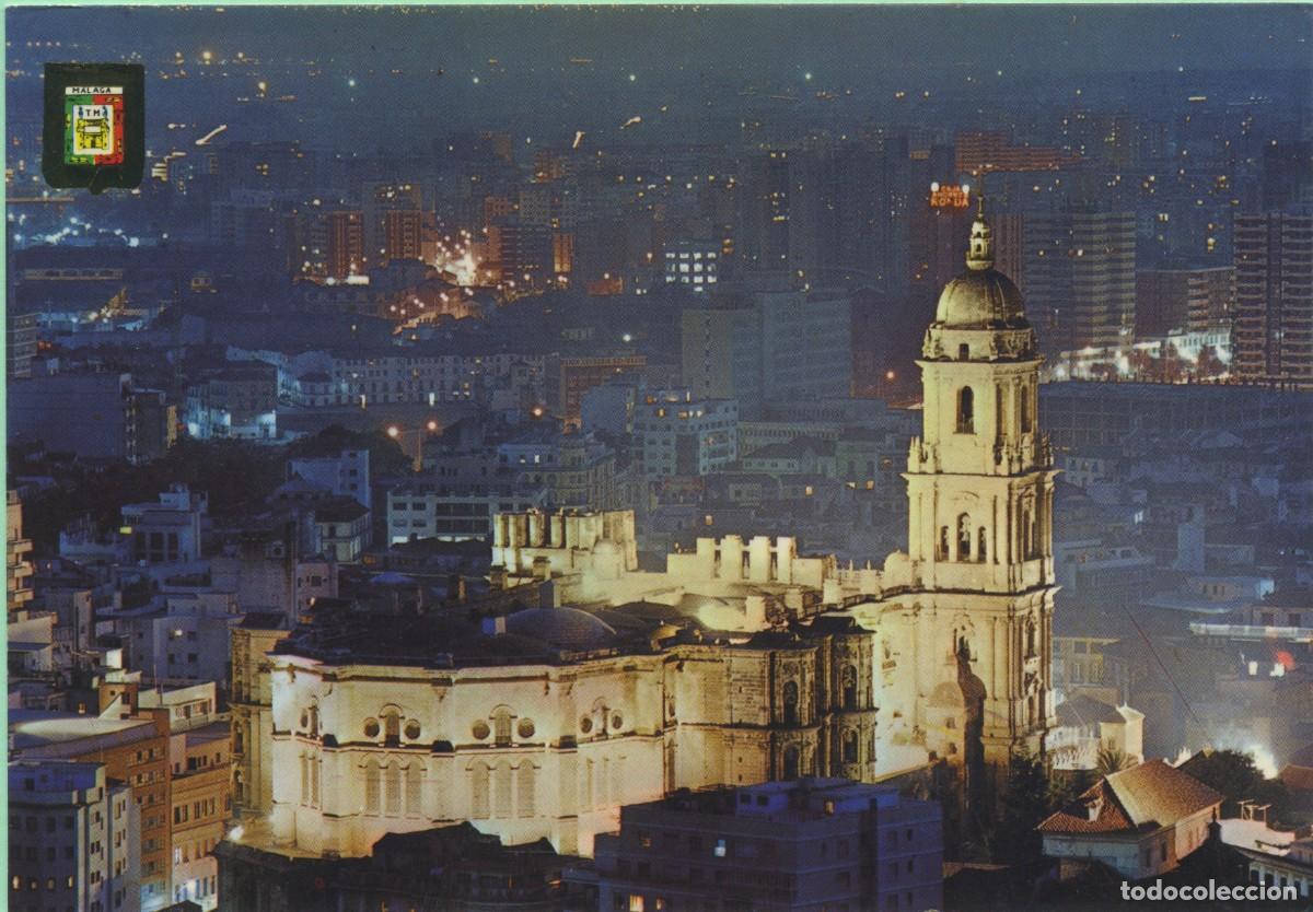 Postales: N&ordm; 128-M&Aacute;LAGA. Costa del Sol. Catedral iluminada. Sin circular. ED. DOM&Iacute;NGUEZ