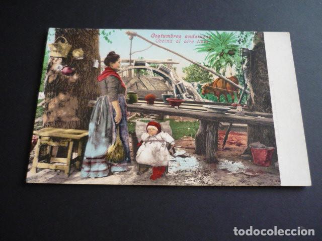 Cartoline: COSTUMBRES ANDALUZAS COCINA AL AIRE LIBRE ED. PURGER N&ordm; 3178 REVERSO SIN DIVIDIR
