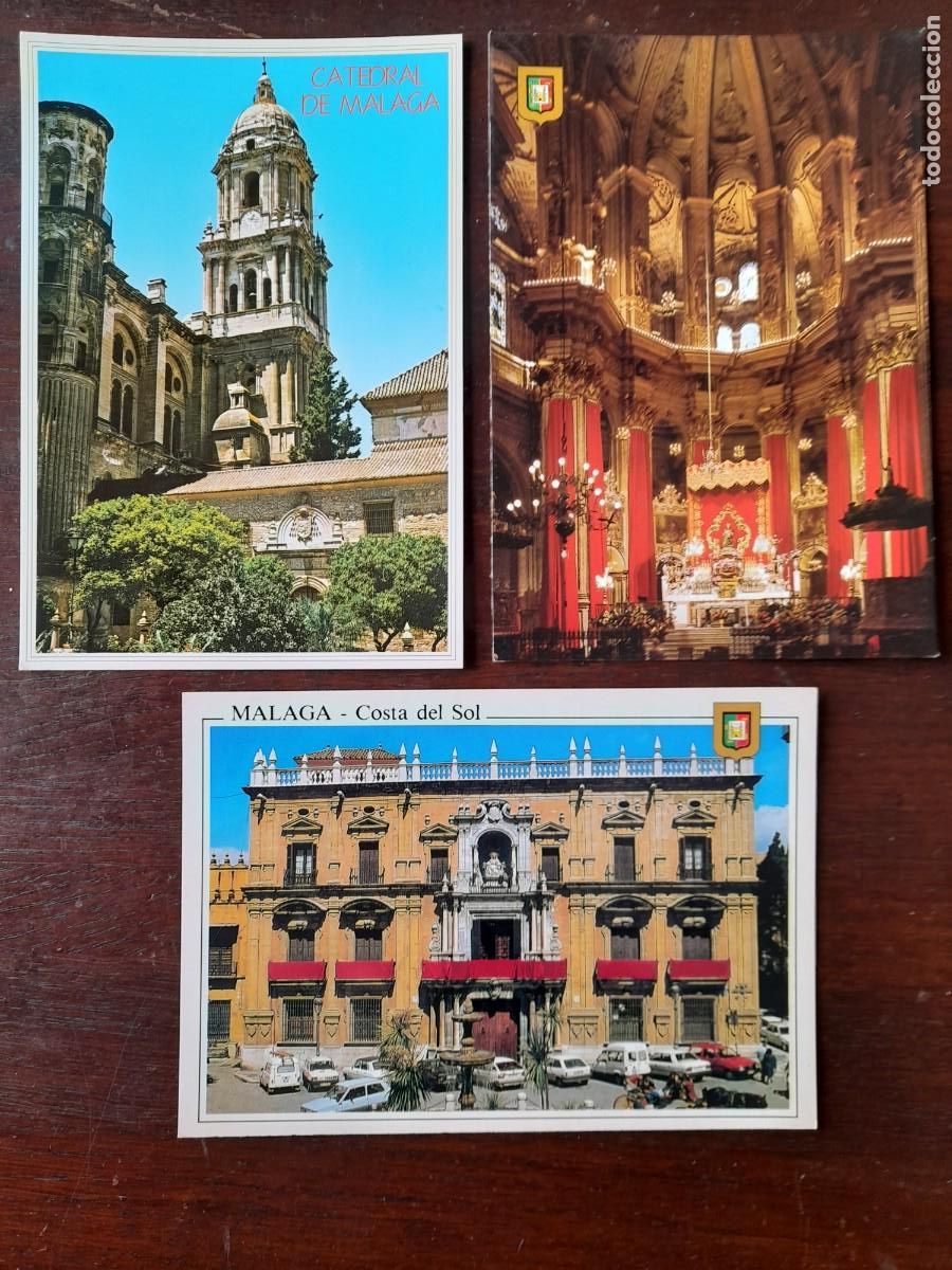Postkarten: Una postal detalle del campanario de la catedral de la Encarnaci&oacute;n de M&aacute;laga, 3 tarjetas a elegir