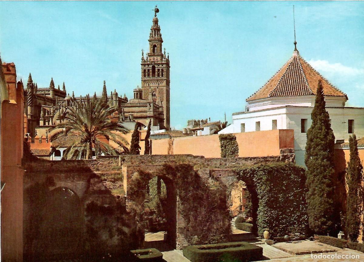 Postales: N&ordm; 10-SEVILLA. Reales Alc&aacute;zares. La Giralda en los Patios de entrada. Sin circular. ED. PATRIMONIO N