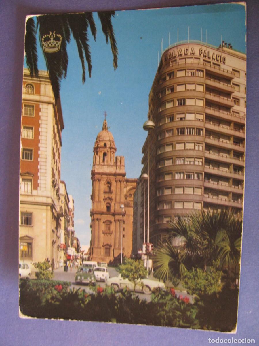 Postales: POSTAL DE MALAGA. CATEDRAL Y HOTEL MALAGA PALACIO. LA CORONA.