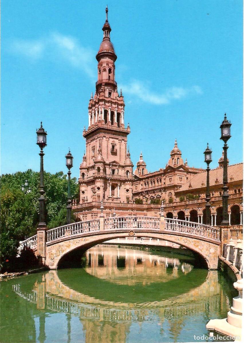 Postales: N&ordm; 4007-SEVILLA. Detalle de la Plaza de Espa&ntilde;a. Sin circular.