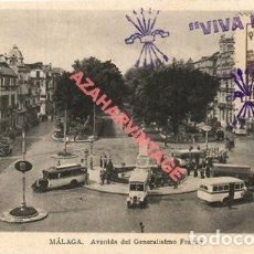 Postales: MALAGA, AVENIDA DEL GENERALISIMO FRANCO, MARCAS PATRIOTICAS