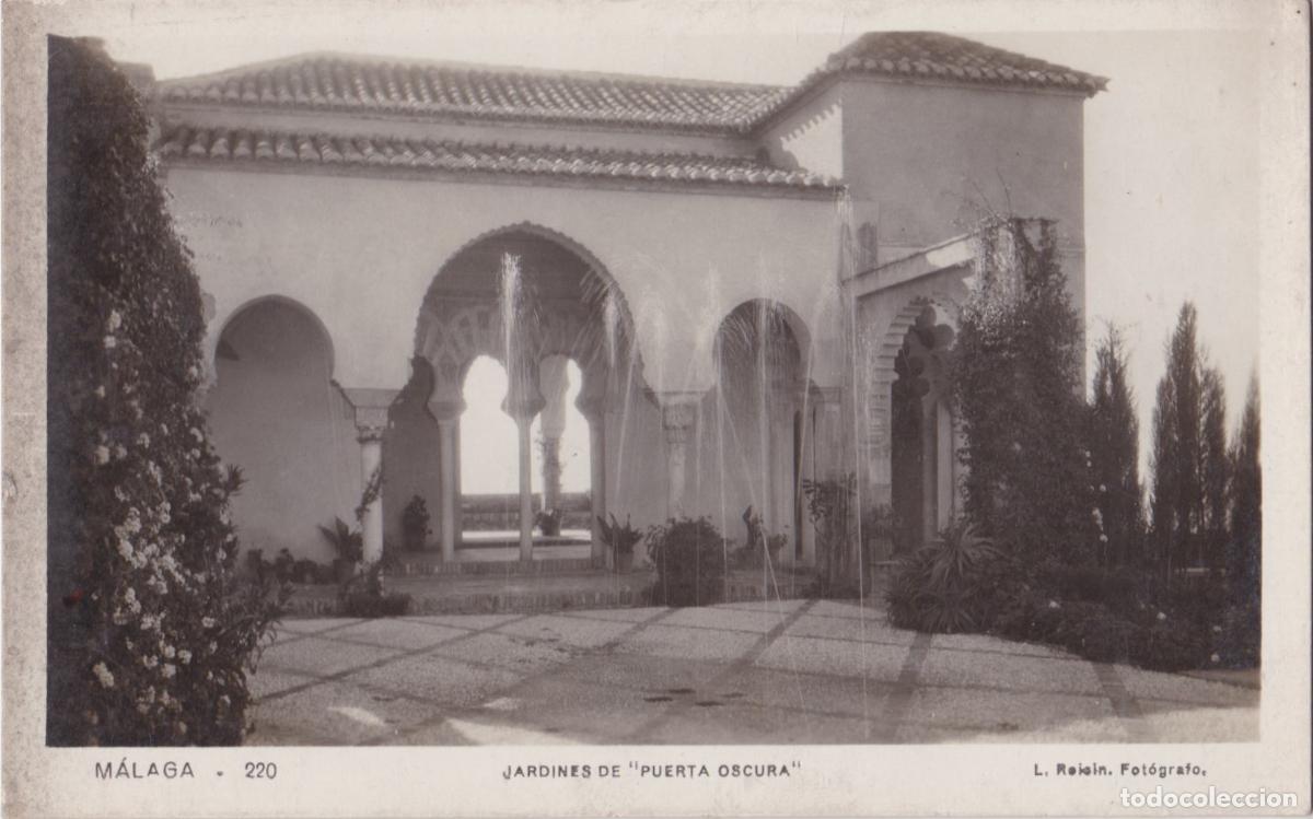 Postales: MALAGA, JARDINES DE PUERTA OSCURA - L.ROISIN. FOT&Oacute;GRAFO N&ordm;220 - S/C