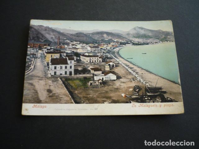 Postcards: MALAGA LA MALAGUETA Y PLAYA ED. PURGER N&ordm; 3412 REVERSO DIVIDIDO