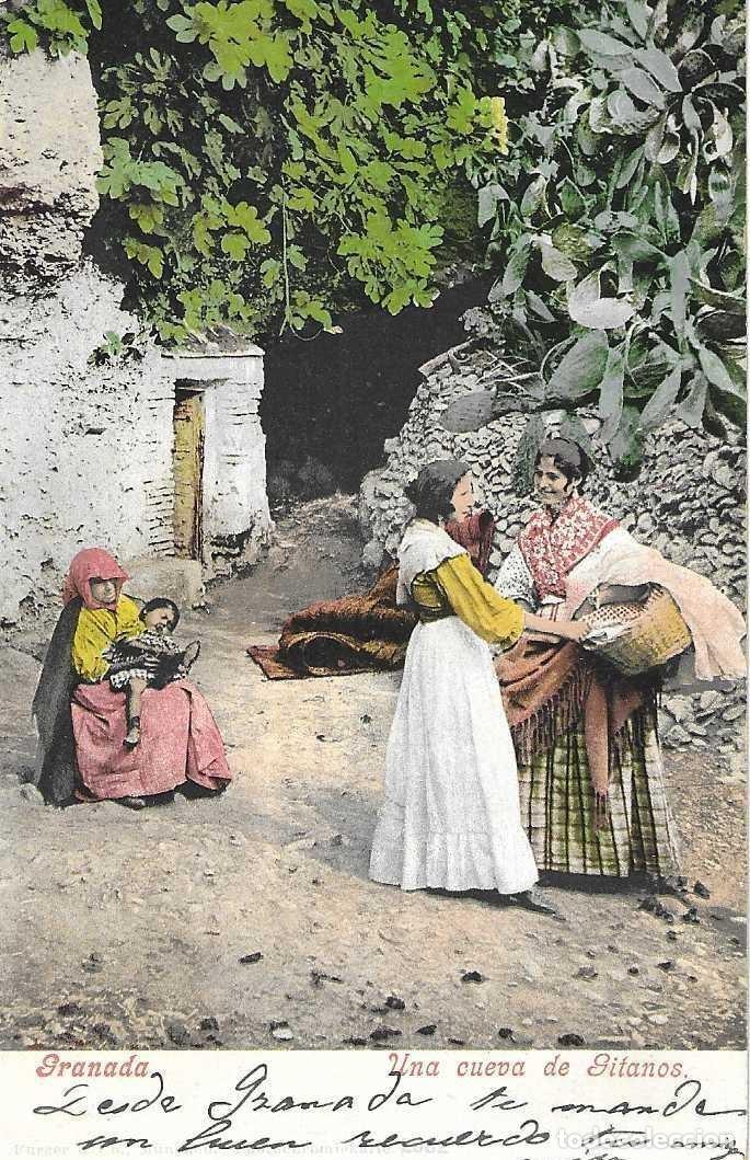 Postales: GRANADA - UNA CUEVA DE GITANOS - CIRCULADA 1925 - Foto 1