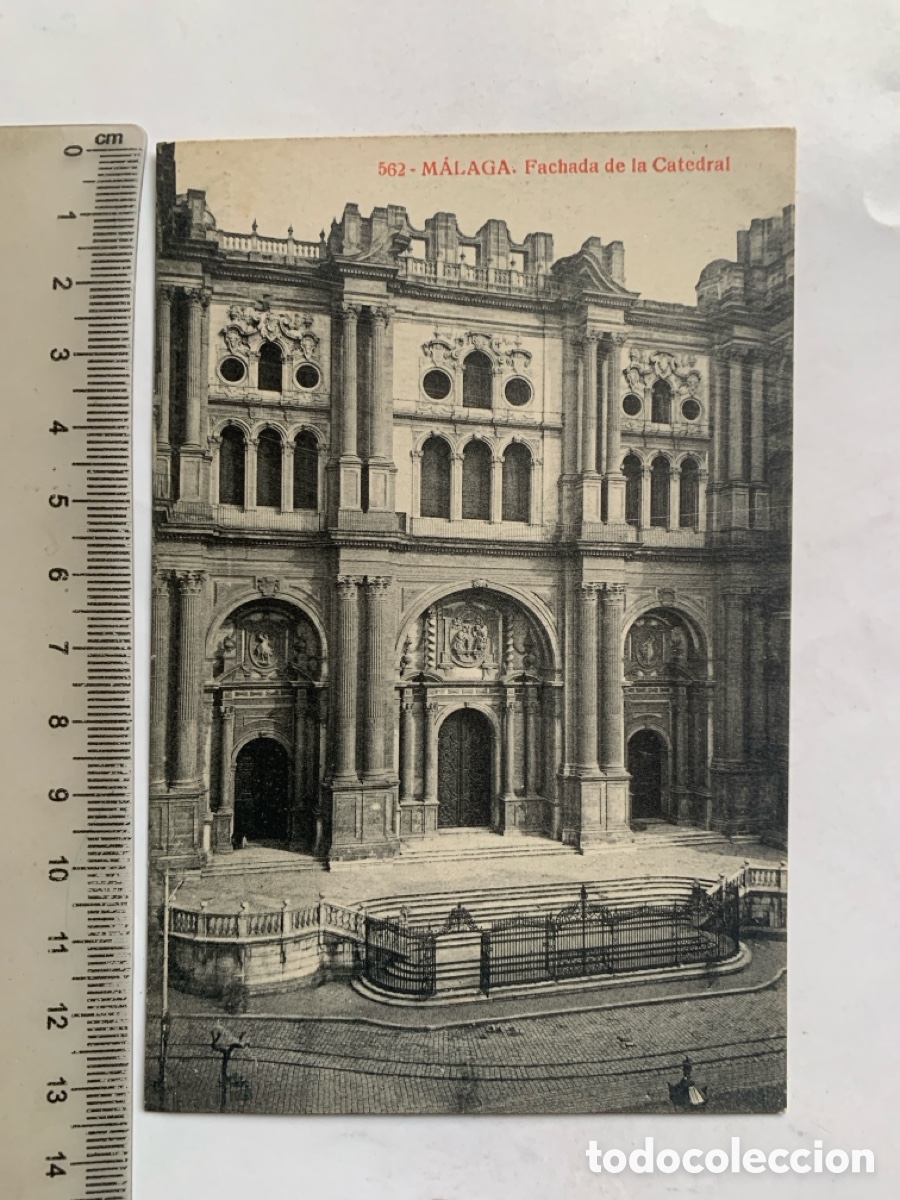 Postales: POSTAL. MALAGA. FACHADA DE LA C&Aacute;TEDRAL. ED. ALMIRALL. FOTOTIPIA THOMAS.