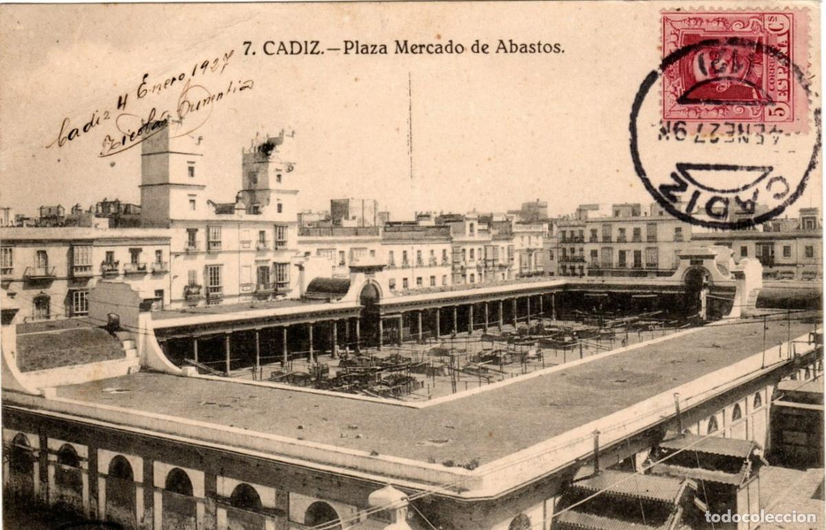 Postcards: BONITA POSTAL - CADIZ - PLAZA MERCADO DE ABASTOS - GRAFOS