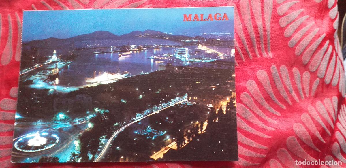 Postales: MALAGA-RVM-150X105mm.-COSTA DEL SOL-CIRCULADA-VISTA NOCTURNA