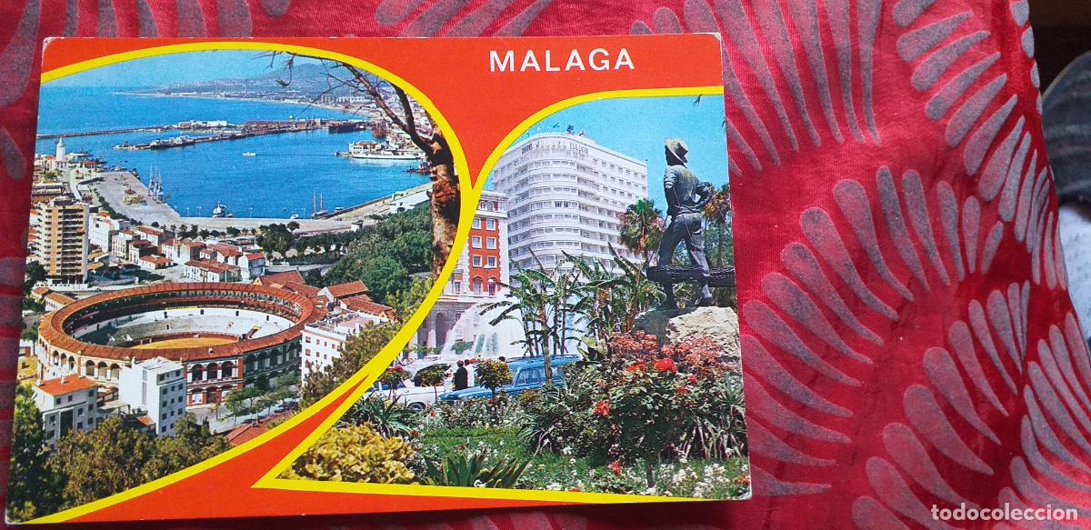 Postales: MALAGA-RVM-150X105mm.-COSTA DEL SOL-NO ESCRITA-PLAZA DE TOROS Y FUENTE DE LA MARINA