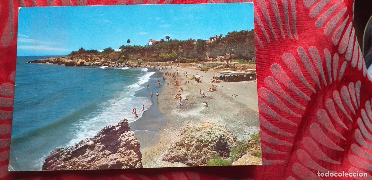 Postales: MALAGA-RVM-150X105mm.-COSTA DEL SOL-CIRCULADA-NERJA-PLAYA EL SALON