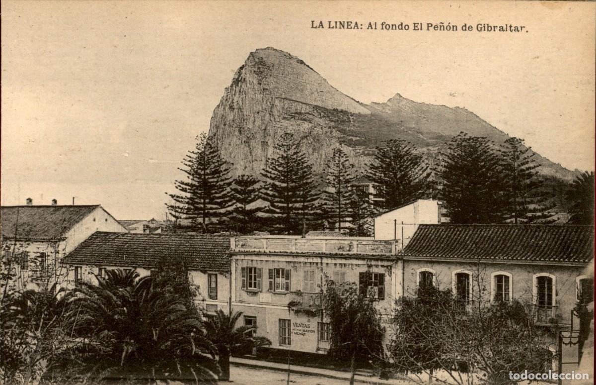 Postales: La Linea Al fondo El Pe&ntilde;&oacute;n de Gibraltar - Hauser y Menet Postal fotografica