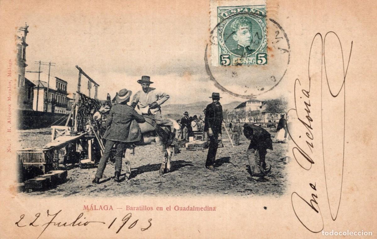 Postales: MALAGA. BARATILLOS EN EL GUADALMEDINA. VER REVERSO