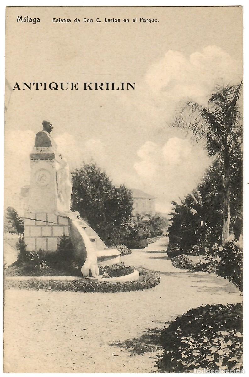 Postkarten: MALAGA / ESTATUA DE DON C. LARIOS EN EL PARQUE / EDICION KNACKSTEDT Y N&Auml;THER / SIN CIRCULAR