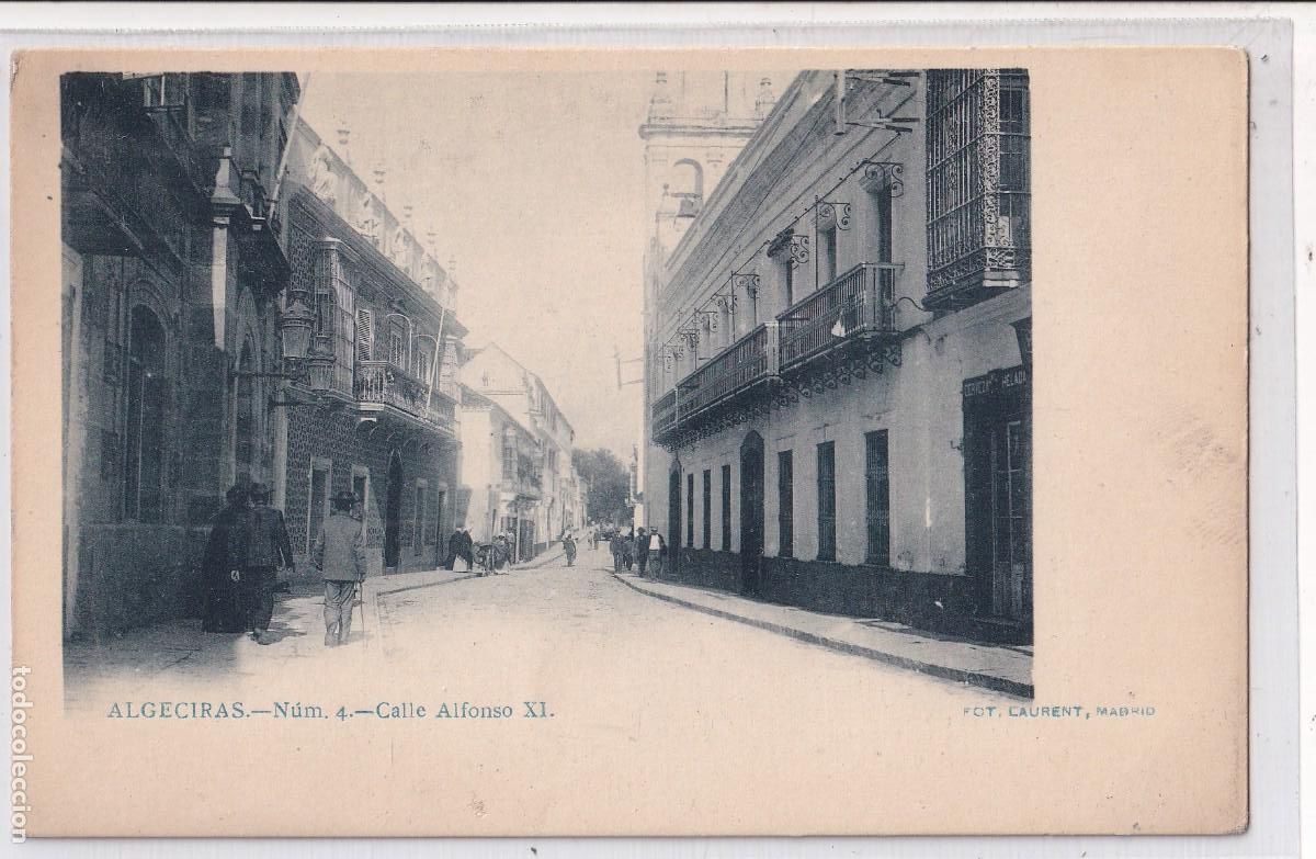 Postales: Algeciras num 4 Calle Alfonso XI Foto Laurent Reverso sin dividir. Sin circular.