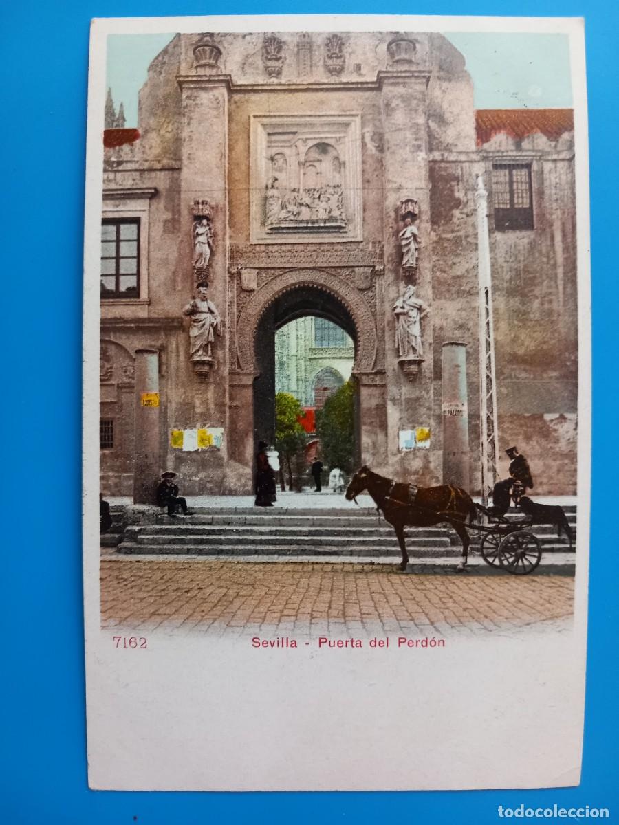 Postales: PUERTA DEL PERD&Oacute;N. SEVILLA, Circa 1905. - Foto 1