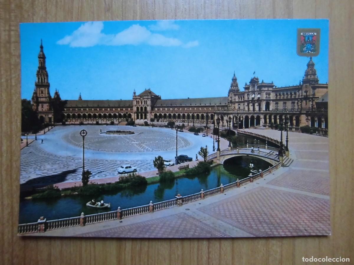 Postkarten: POSTAL SEVILLA PLAZA DE ESPA&Ntilde;A DOM&Iacute;NGUEZ ESCUDO DE ORO