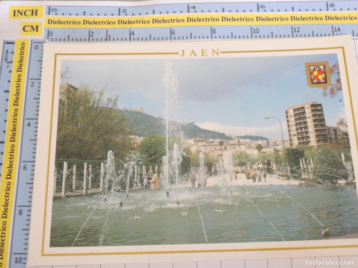 Postales: POSTAL DE JAEN. A&Ntilde;O 1988. FUENTE AL FONDO CASTILLO 1273 ESCUDO ORO 1322