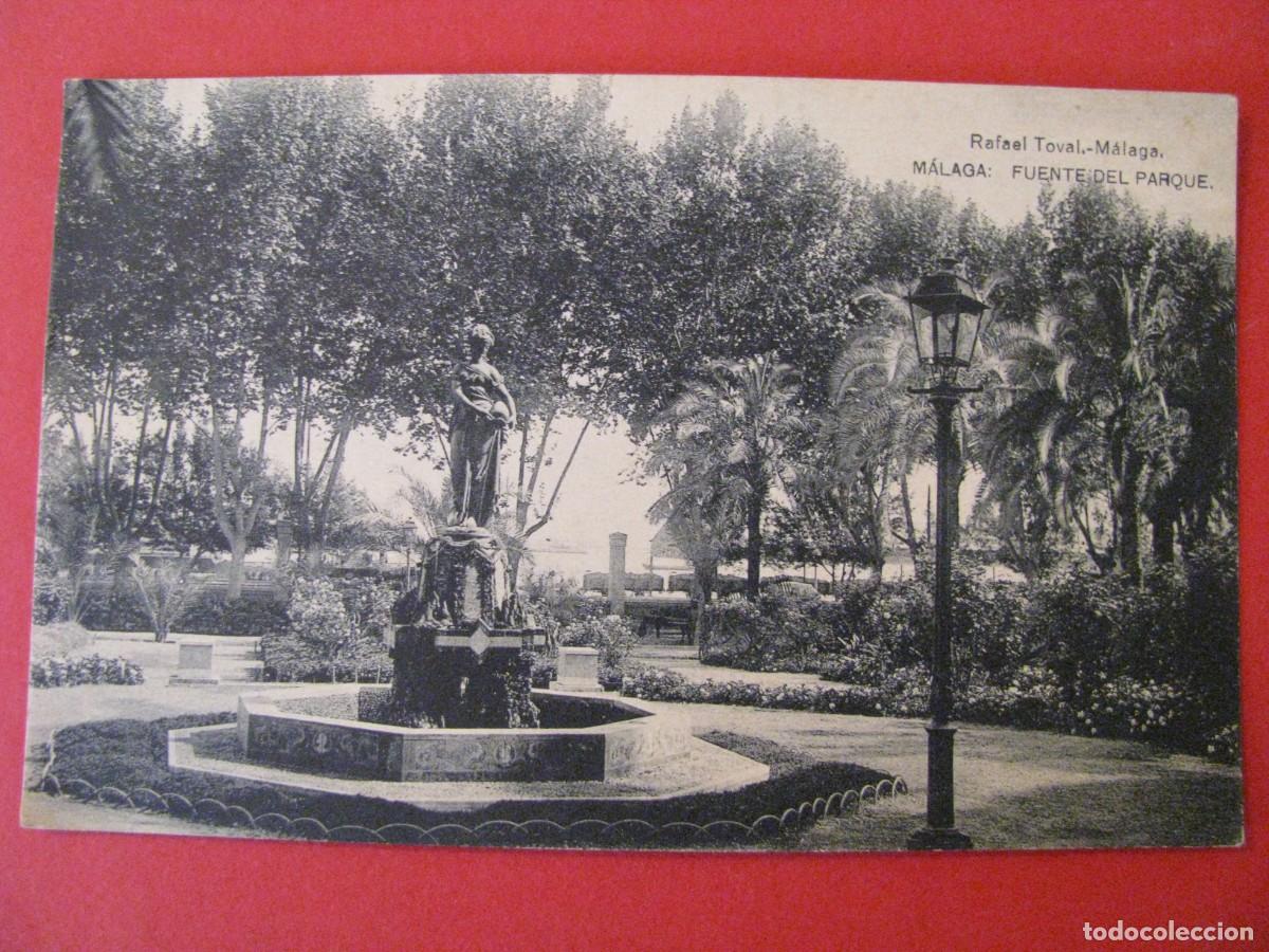 Postkarten: POSTAL DE MALAGA. FUENTE DEL PARQUE. RAFAEL TOVAL. FOTOTIPIA HAUSER Y MENET.