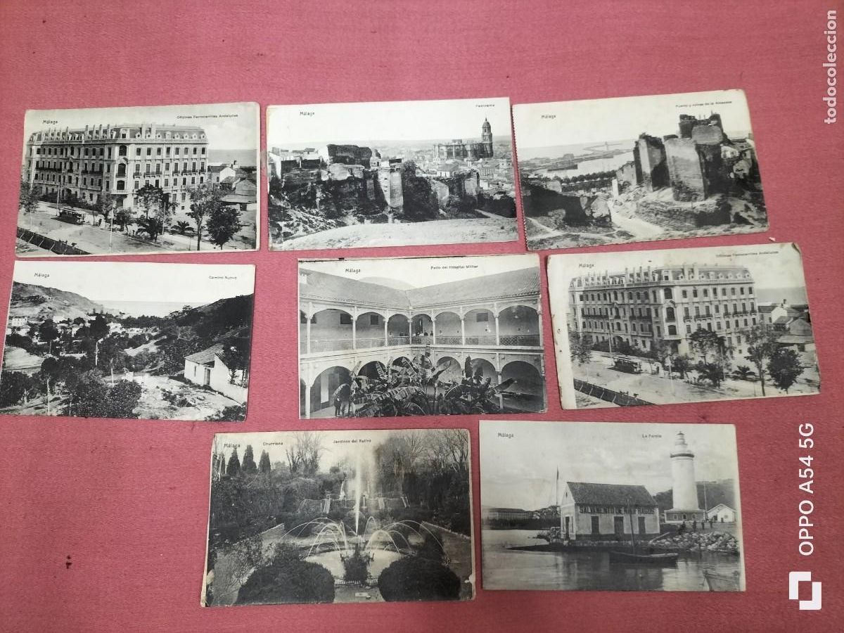Postais: Lote de conjunto de 8 postales antiguas de Malaga
