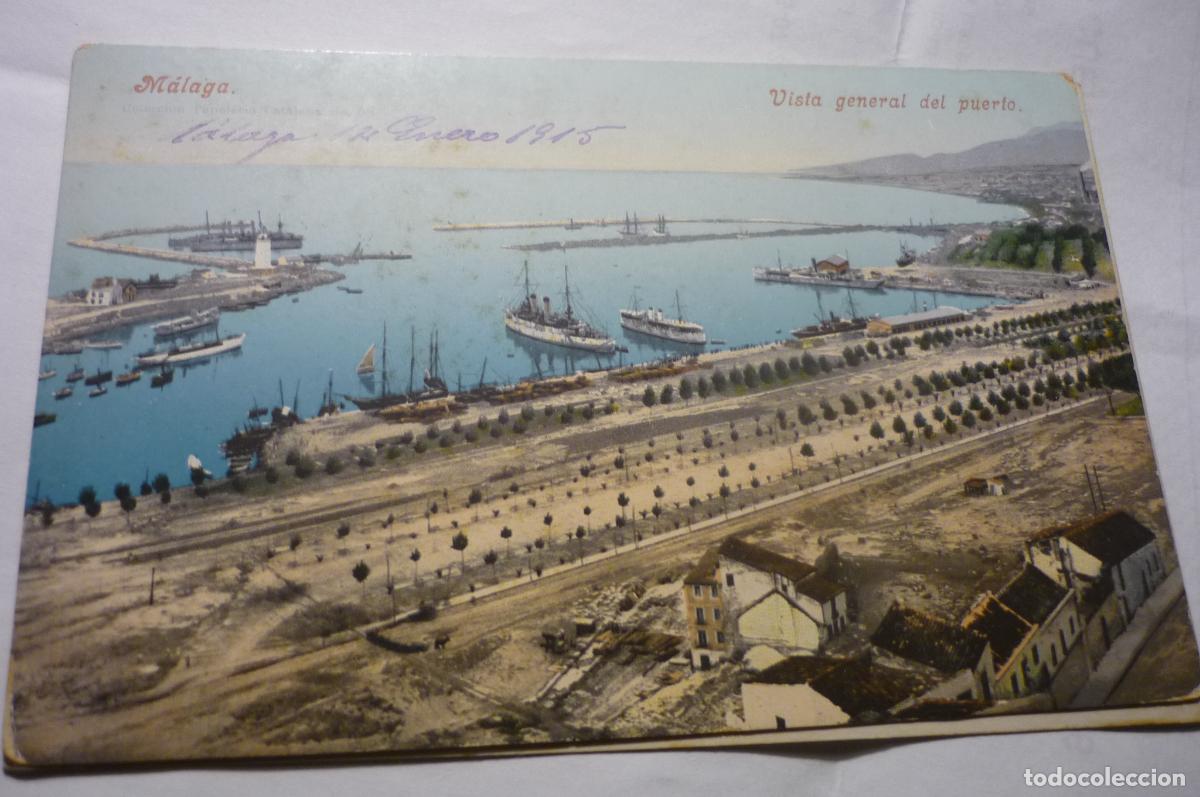 Postais: postal malaga .-vista general puerto escrita cm