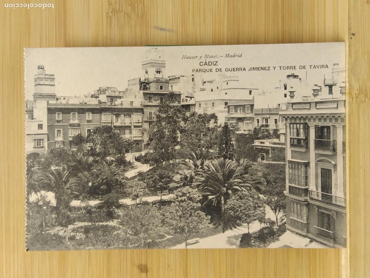 Postais: CADIZ - PARQUE DE GUERRA JIMENEZ Y TORRE TAVIRA - HAUSER Y MENET - POSTAL ANTIGUA -(110.266)