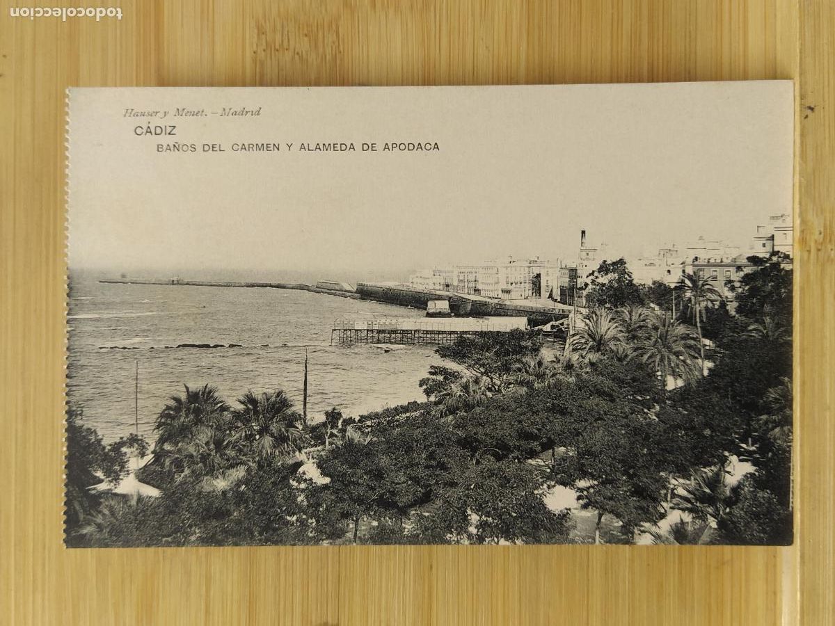 Postais: CADIZ - BA&Ntilde;OS DEL CARMEN Y ALAMEDA DE APODACA - HAUSER Y MENET - POSTAL ANTIGUA -(110.267)