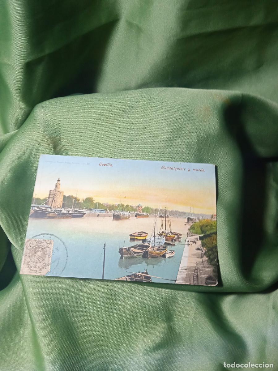 Postcards: **RIO GUADALQUIVIR Y MUELLE DE SEVILLA****, REF. DATO