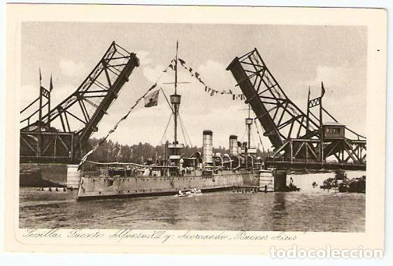 Cartoline: Sevilla.- Puente Alfonso XIII y Acorazado, Buenos Aires