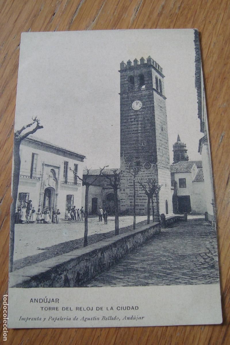 Postales: ANTIGUA POSTAL TORRE RELOJ ANDUJAR JAEN. PAPELERIA AGUSTIN BELLIDO.