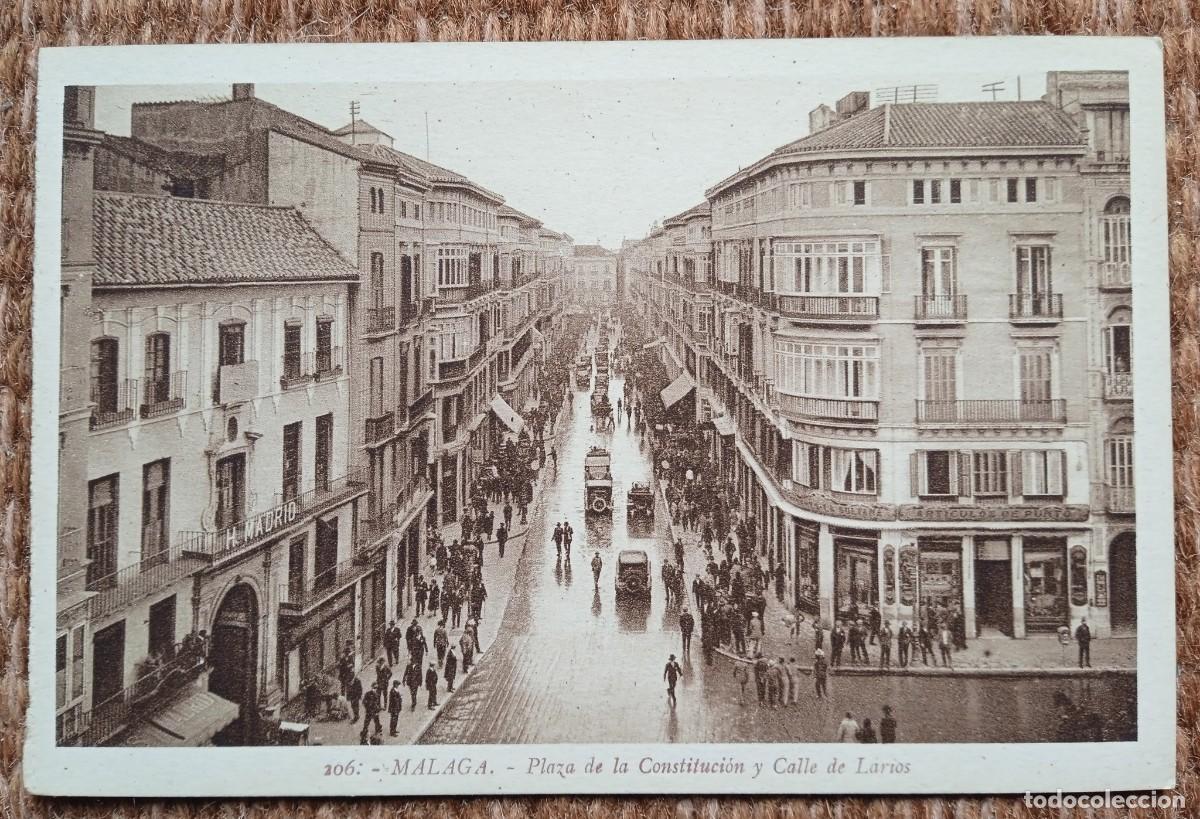 Postais: MALAGA - PLAZA DE LA CONSTITUCION Y CALLE LARIOS - ED. ROISIN