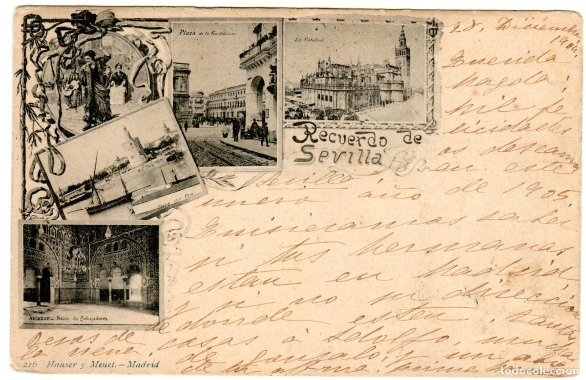 Postales: PRECIOSA POSTAL - RECUERDO DE SEVILLA - 216 HAUSER Y MENET - Foto 1