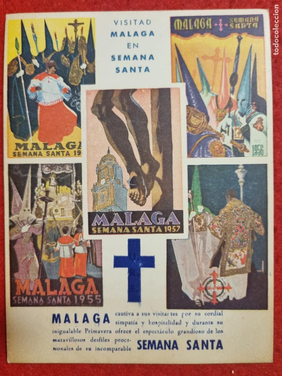 Postais: POSTAL ANTIGUA VISITAD MALAGA EN SEMANA SANTA PUBLICIDAD A&Ntilde;OS 1957 ORIGINAL P1738