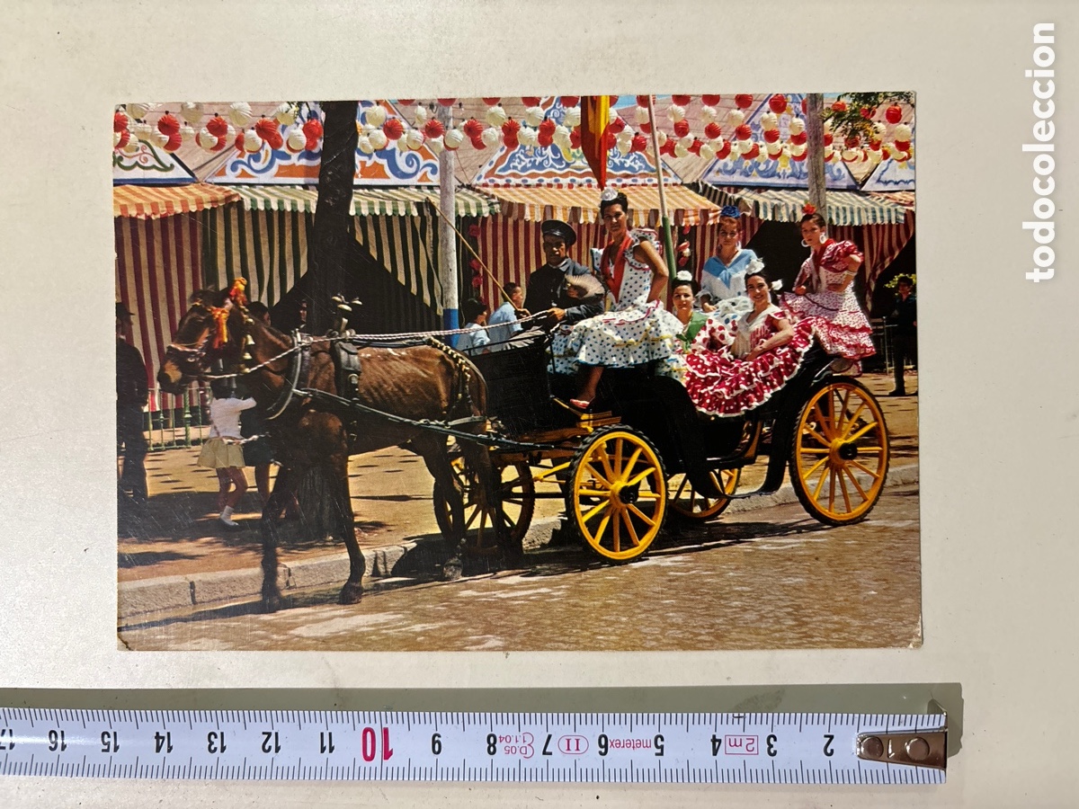 Postkarten: POSTAL. SEVILLA. FERIA DE ABRIL. GRUPO DE FLAMENCAS. GARCIA GARRABELLA Y CIA. 14 AGOSTO 1968.