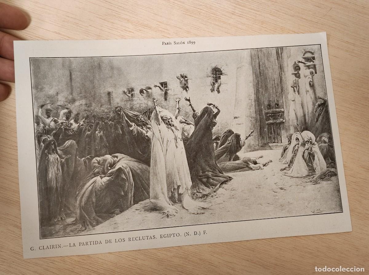Postales: HOJA REVISTA ORIGINAL 1899. LA PARTIDA DE LOS RECLUTAS, EGIPTO. CUADRO G. CLAIRIN