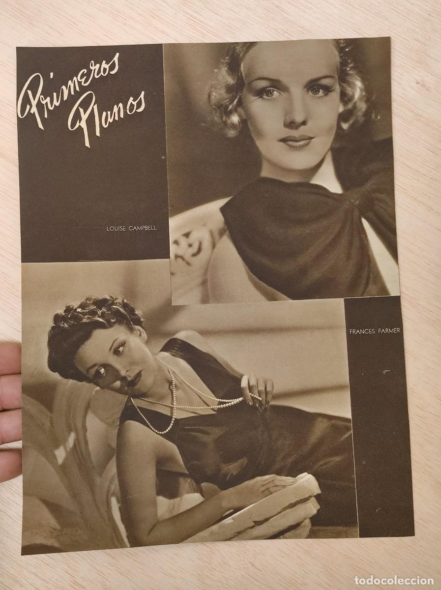 Cartoline: HOJA REVISTA ORIGINAL A&Ntilde;OS 30. RETRATOS ACTRICES. LOUISE CAMPBELL Y FRANCES FARMER