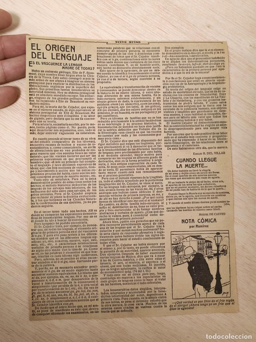 Cartoline: HOJA REVISTA ORIGINAL ANTIGUA. EL ORIGEN DEL LENGUAJE. EL VASCUENCE, LENGUA MADRE?
