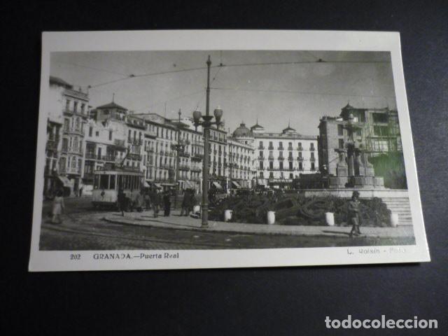 Postales: GRANADA PUERTA REAL TRANVIA - Foto 1