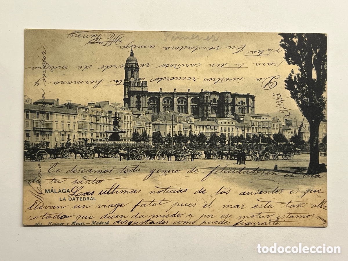 Postais: MALAGA. Postal animada. La Catedral. Edic. Hauser y Menet No.267, (a.1905) circulada