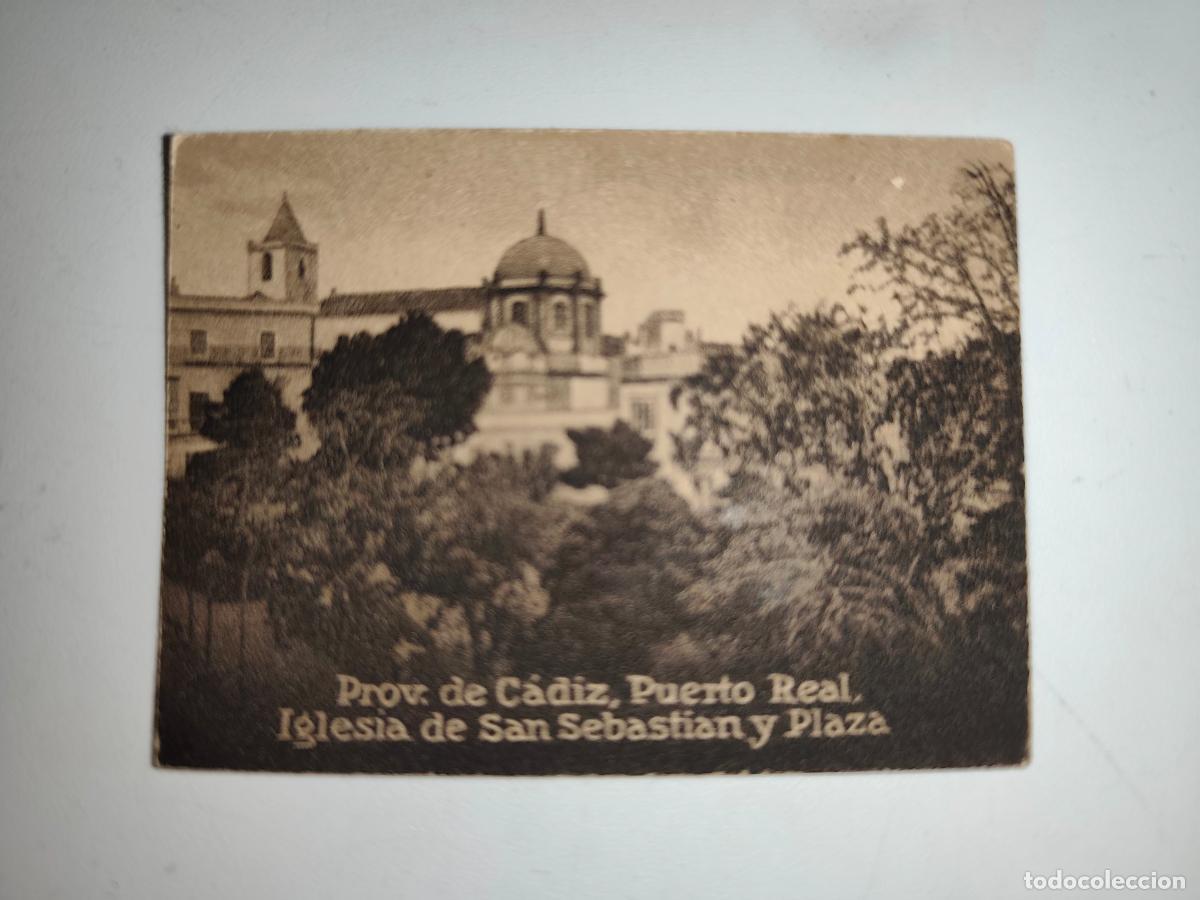Postcards: POSTAL ORIGINAL DECADA DE LOS A&Ntilde;OS 30. CADIZ, PUERTO REAL, IGLESIA DE SAN SEBASTIAN Y PLAZA. LEER