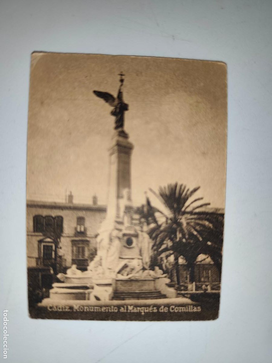 Postcards: POSTAL ORIGINAL DECADA DE LOS A&Ntilde;OS 30. CADIZ, MONUMENTO AL MARQUES DE COMILLAS. LEER DESCRIPCION