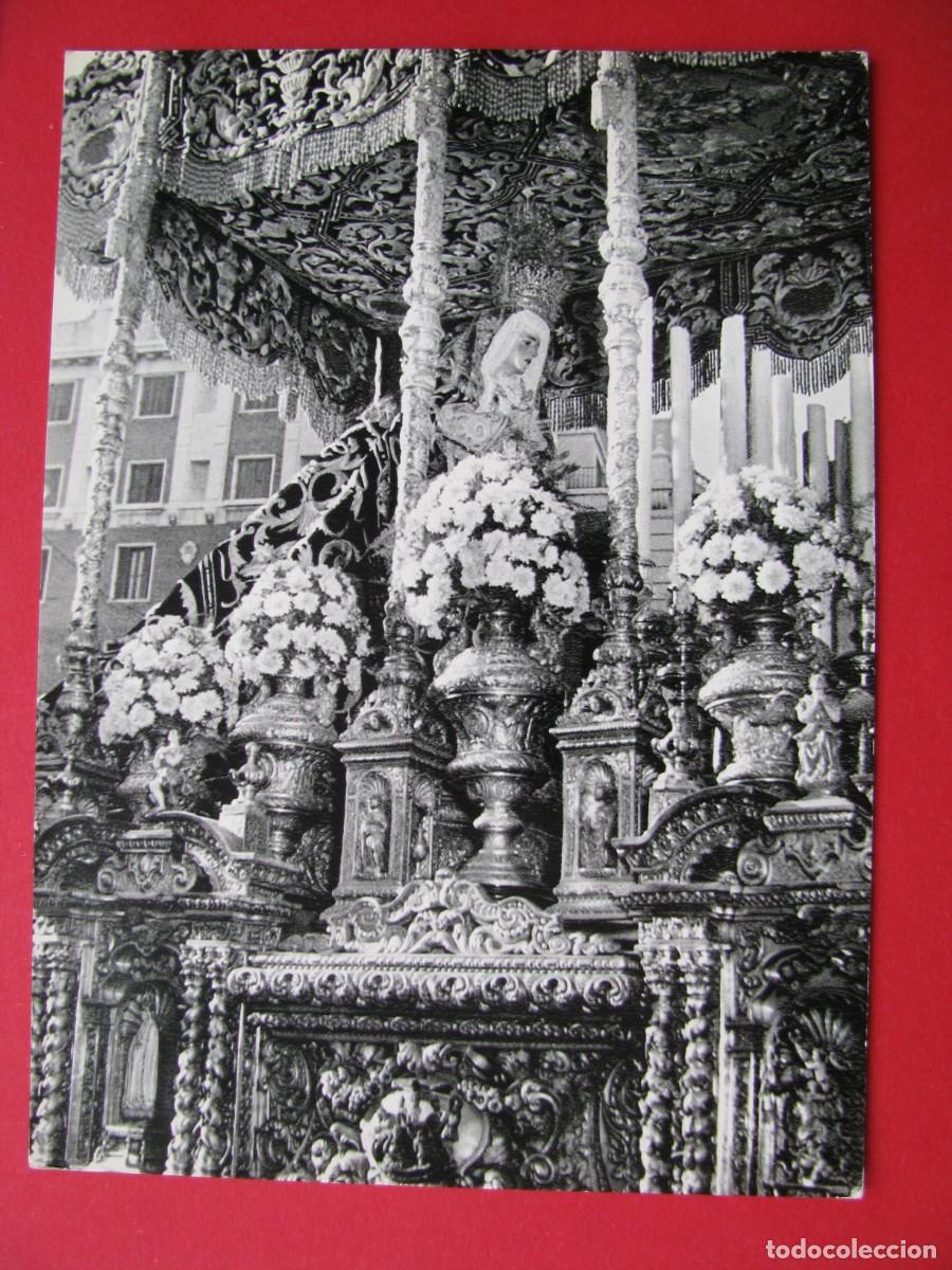 Postales: POSTAL GRANDE DE MALAGA. DETALLE DEL TRONO PROCESIONAL DE MAR&Iacute;A STMA. DE LOS DOLORES 1962