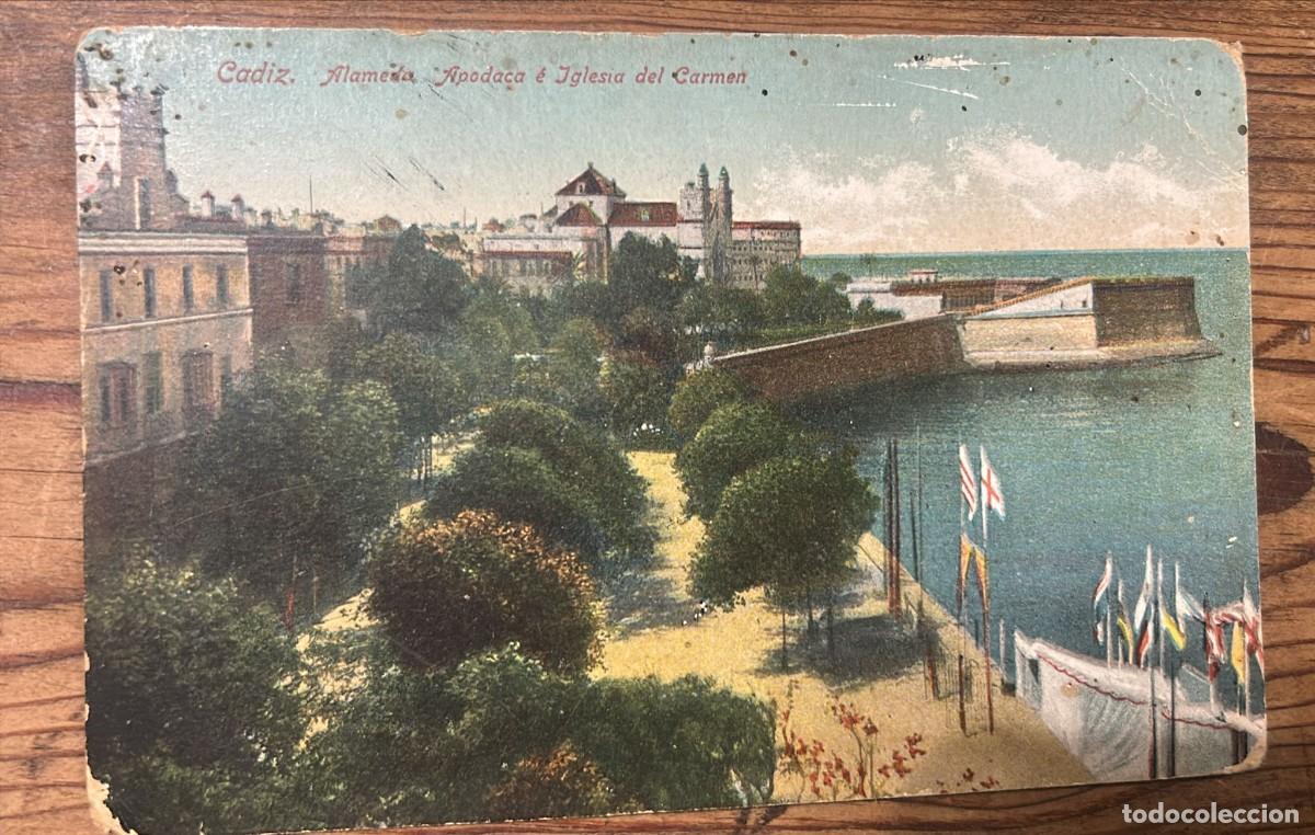 Postais: POSTAL CADIZ ALAMEDA APODACA E IGLESIA DEL CARMEN UNION POSTAL UNIVERSAL C.R.S. 141