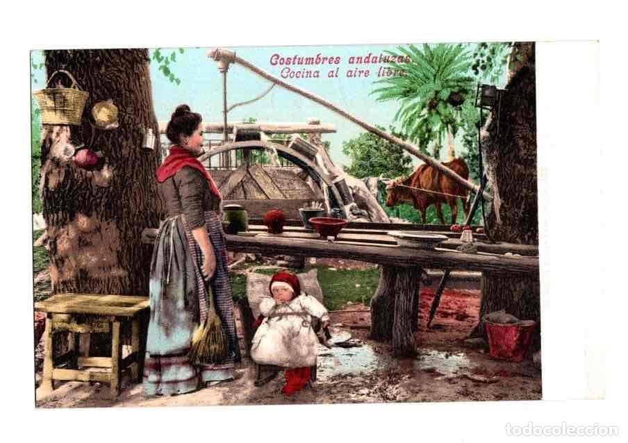Postcards: TARJETA POSTAL COSTUMBRES ANDALUZAS COCINA AL AIRE LIBRE. PURGER & CO. C. 1900