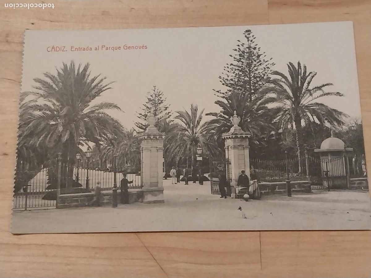Cartoline: ENTRADA CAMPO GENOVES CADIZ 1934 FOTOTIPIA THOMAS SC PARQUE NI&Ntilde;OS ANIMADA