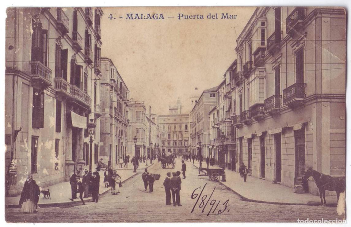 Cartoline: M&aacute;laga: Puerta del Mar. Andr&eacute;s Fabert Editor. Circulada (A&ntilde;os 10)