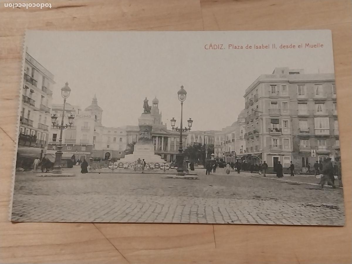 Cartoline: PLAZA ISABEL II MUELLE CADIZ 3038 FOTOTIPIA THOMAS SC ANIMADA